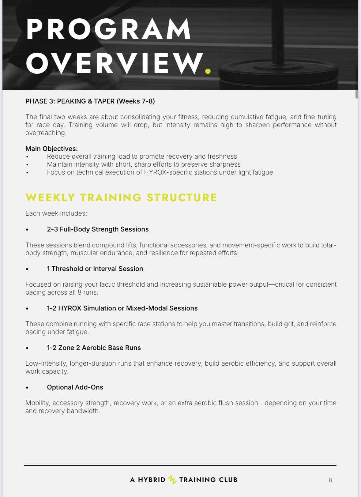 8 Week Hyrox Intensive Program